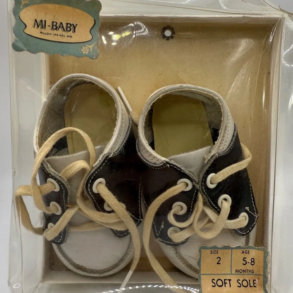 Mi-Baby Vintage Saddle‎ Shoes Soft Sole Leather Baby Shoes Size 2 NEW *READ